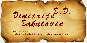 Dimitrije Dakulović vizit kartica
